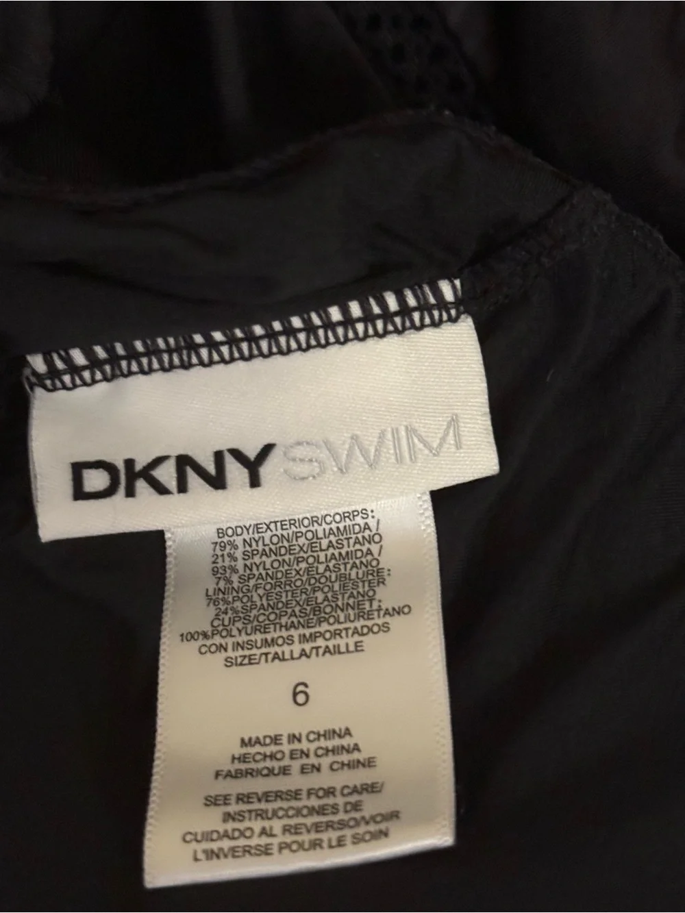 DKNY Black One-Piece Swimsuit with Mesh Insets - Picture 8 of 9